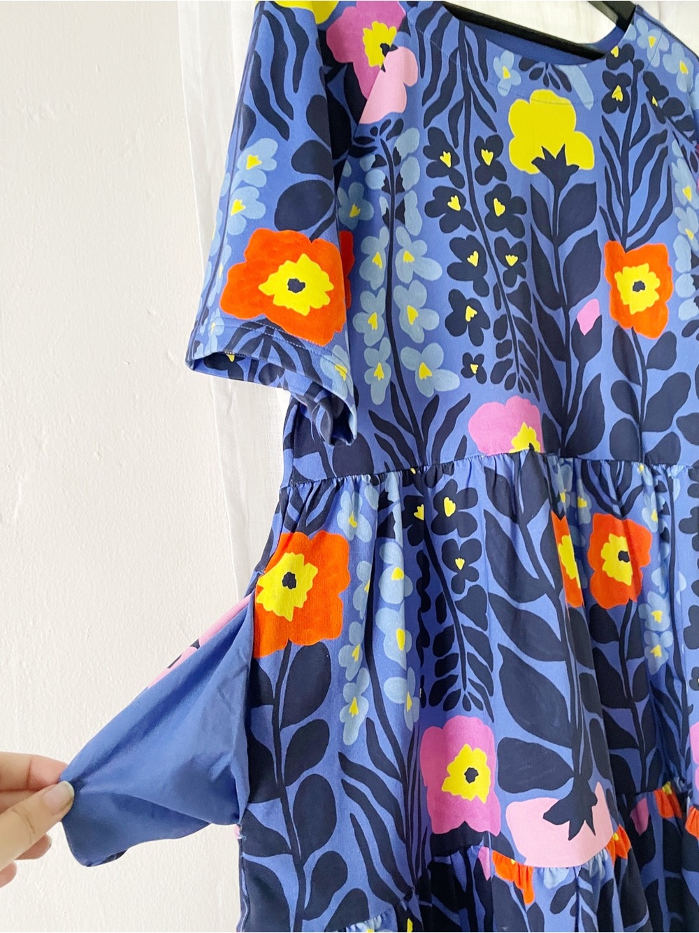 Gorman organic cotton Blue floral tiered Dress marimekko Scandinavian style - Picture 6 of 8